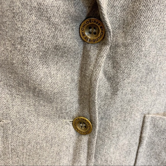 See By Chloe Grey Wool Blazer Two-Button Preppy Grannycore Style Size 10 - Picture 4 of 11
